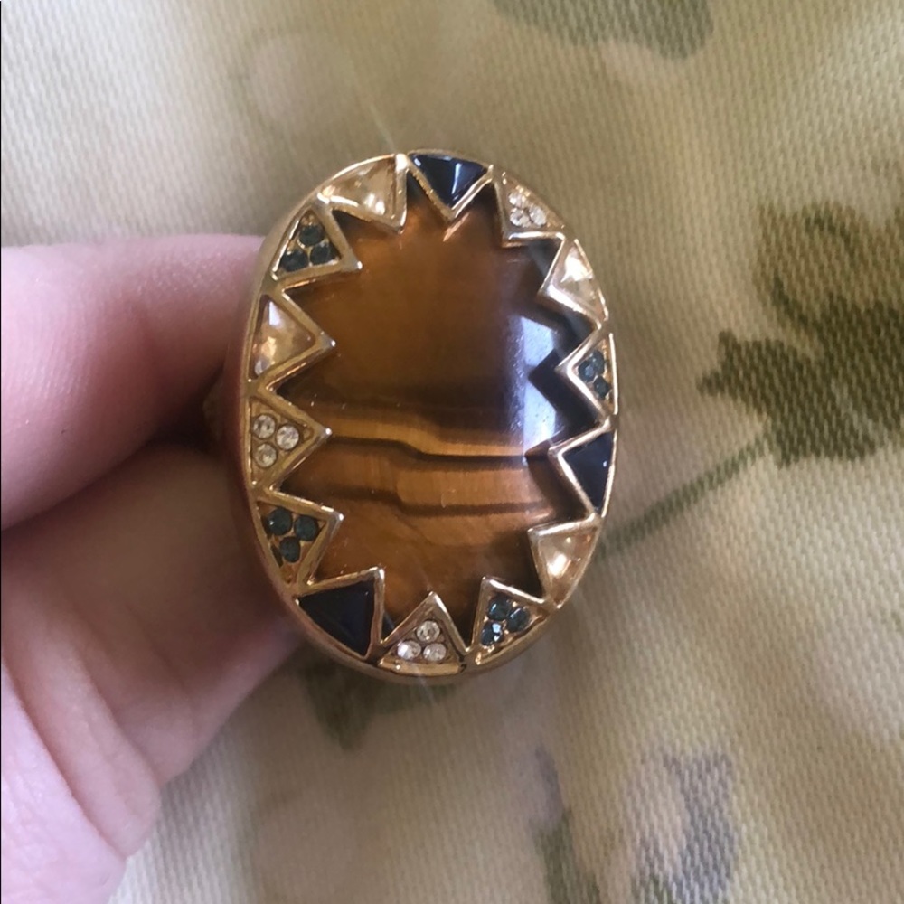 House of Harlow 1960 gold plated tigers eye ring